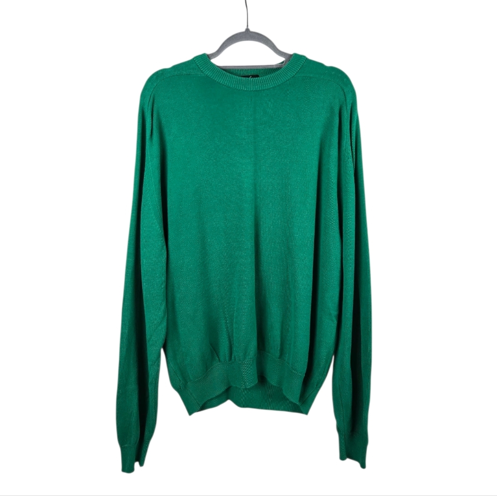 St Michael Mens Green Cotton Crewneck Oversized Sweater